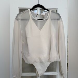 Banana Republic Cream Sheer Bodysuit